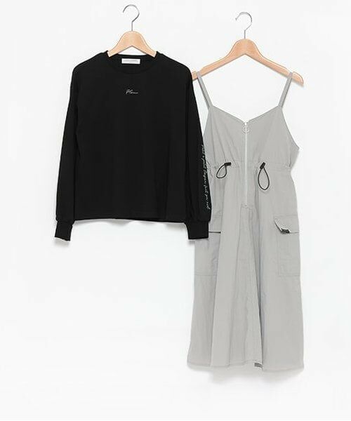 pom ponette junior / ポンポネット ジュニア ミニ丈・ひざ丈ワンピース | カーゴキャミワンピース＆ロンTセット | 詳細3