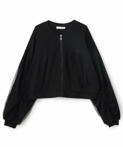 pom ponette junior / ポンポネット ジュニア ブルゾン | チュールギャザーブルゾン（黒）