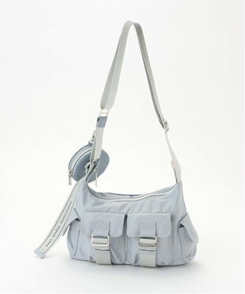 pom ponette junior / ポンポネット ジュニア ショルダーバッグ | Wポケットショルダーバッグ（ブルー グレー）