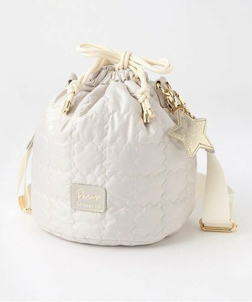 pom ponette junior / ポンポネット ジュニア ショルダーバッグ | キルト巾着ショルダーバッグ（アイボリー）