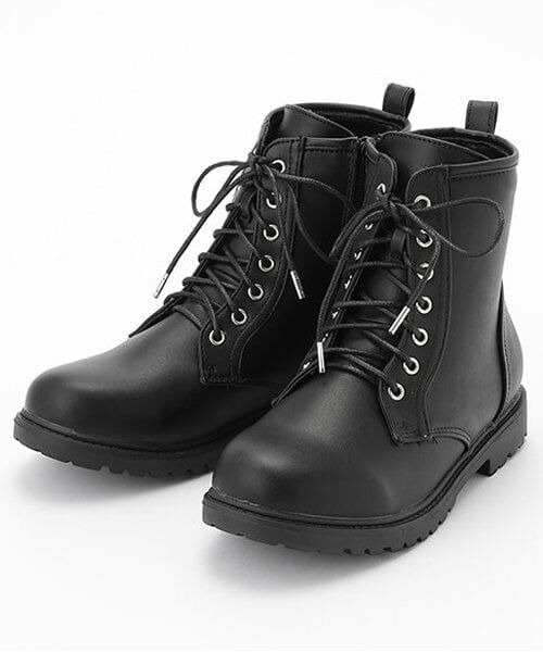 pom ponette junior / ポンポネット ジュニア ブーツ（ショート丈） | レースアップブーツ（黒）