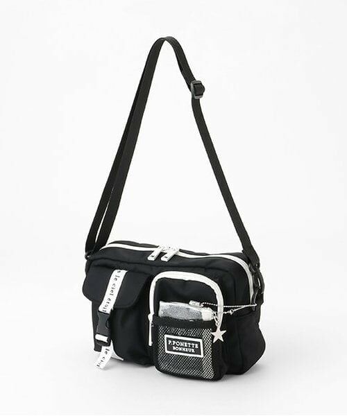 pom ponette junior / ポンポネット ジュニア ショルダーバッグ | ビニールポーチ付きカジュアルショルダー（黒）