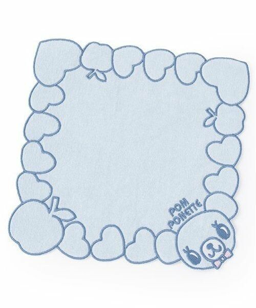 pom ponette junior / ポンポネット ジュニア ハンカチ | ミントくん 刺しゅうハンカチ（サックス）