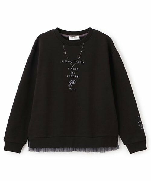 pom ponette junior / ポンポネット ジュニア スウェット | ネックレスロゴトップス（黒）
