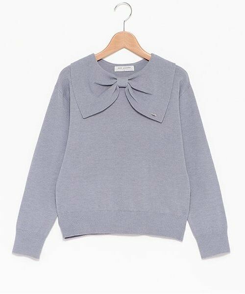 pom ponette junior / ポンポネット ジュニア ニット・セーター | リボン衿ニット（モデレート ブルー）