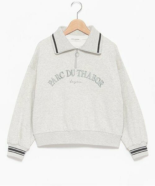 pom ponette junior / ポンポネット ジュニア スウェット | ハーフZIP+ロンTセット（シロ杢）