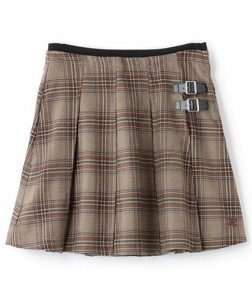 pom ponette junior / ポンポネット ジュニア ショート・ハーフ・半端丈パンツ | サイドベルトプリーツスカパン(茶)