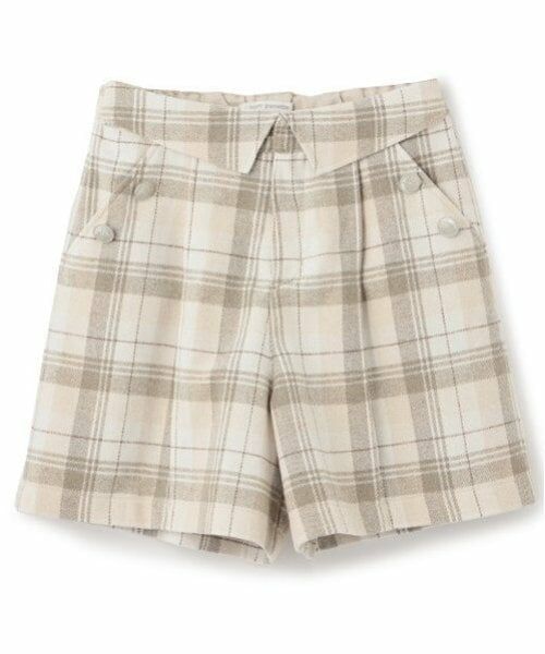 pom ponette junior / ポンポネット ジュニア ショート・ハーフ・半端丈パンツ | 折り返しタックキュロット（薄ベージュ）