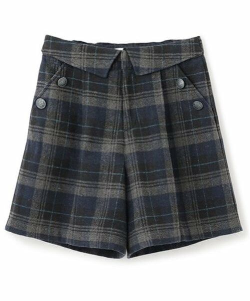 pom ponette junior / ポンポネット ジュニア ショート・ハーフ・半端丈パンツ | 折り返しタックキュロット（紺）