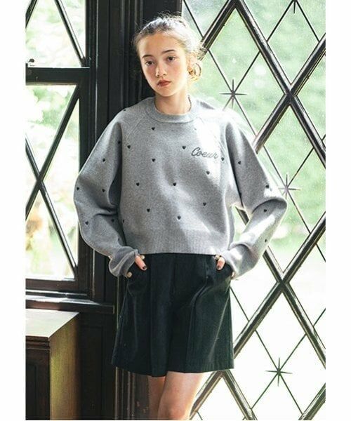 pom ponette junior / ポンポネット ジュニア ショート・ハーフ・半端丈パンツ | 折り返しタックキュロット（黒）