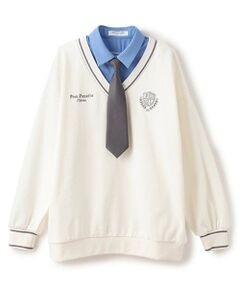 pom ponette junior / ポンポネット ジュニア スウェット | ネクタイつき裏毛トレーナー