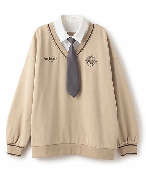 pom ponette junior / ポンポネット ジュニア スウェット | ネクタイつき裏毛トレーナー（黄）