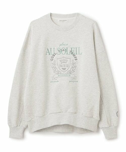 pom ponette junior / ポンポネット ジュニア スウェット | 【裏毛裏起毛】エンブレムロゴトレーナー（シロ杢）