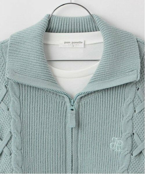pom ponette junior / ポンポネット ジュニア カーディガン・ボレロ | レースアップZIPニットカーデセット | 詳細3
