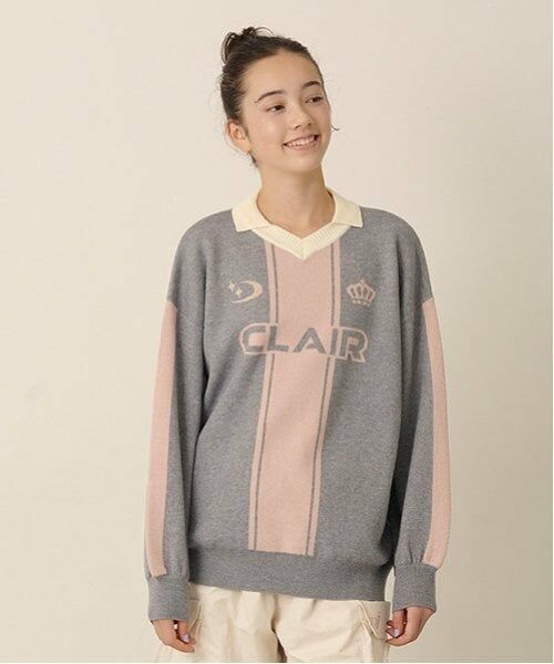 pom ponette junior / ポンポネット ジュニア ニット・セーター | 衿付サッカーニット（グレー）