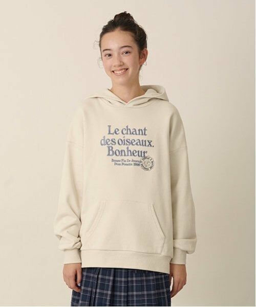 pom ponette junior / ポンポネット ジュニア パーカー | 【GOOD PRICE】クシュっと袖レタリング裏毛パーカ（アイボリー）