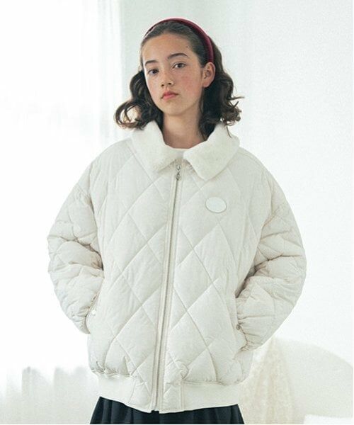 pom ponette junior / ポンポネット ジュニア ブルゾン | 【撥水】【家庭洗濯可】キルティングブルゾン（オフ ホワイト）