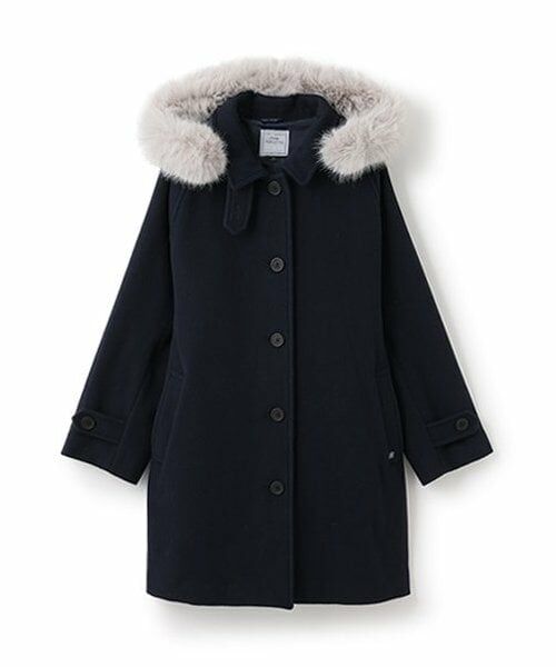 pom ponette junior / ポンポネット ジュニア その他アウター | ステンカラ-フーディウールコート（紺）