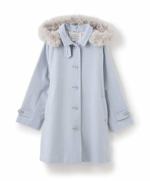 pom ponette junior / ポンポネット ジュニア その他アウター | ステンカラ-フーディウールコート（ライト ブルー）
