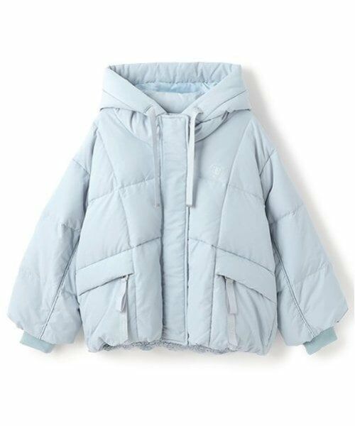 pom ponette junior / ポンポネット ジュニア ブルゾン | 【撥水】【家庭洗濯可】リボンチャームつきダウンジャケット（ブルー）