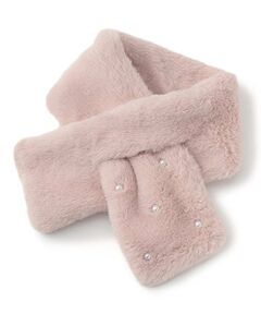 pom ponette junior / ポンポネット ジュニア マフラー・ショール・スヌード・ストール | パールつきフェイクファーティペット