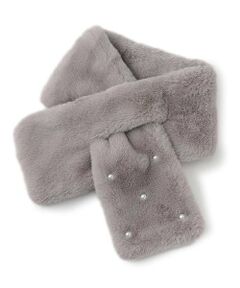 pom ponette junior / ポンポネット ジュニア マフラー・ショール・スヌード・ストール | パールつきフェイクファーティペット