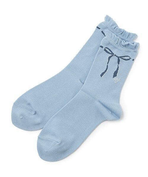 pom ponette junior / ポンポネット ジュニア ソックス | リボンクルーソックス（ライト ブルー）