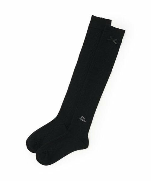 pom ponette junior / ポンポネット ジュニア ソックス | リボンニーハイソックス（黒）