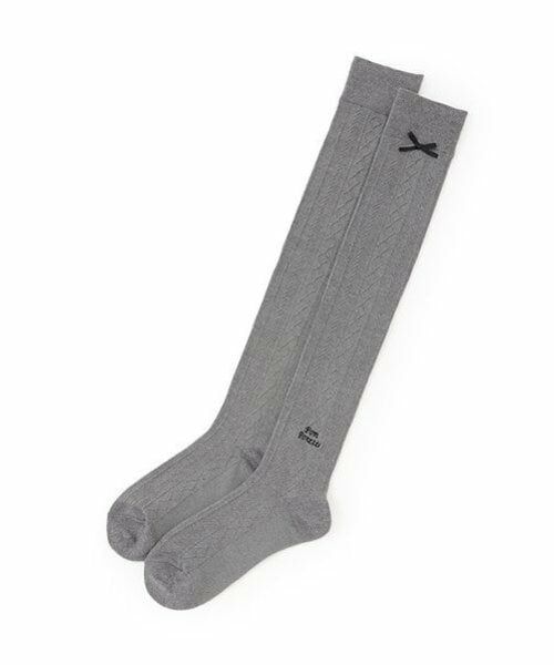 pom ponette junior / ポンポネット ジュニア ソックス | リボンニーハイソックス（グレー）