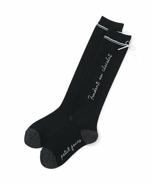 pom ponette junior / ポンポネット ジュニア ソックス | 後ろリボンハイソックス（黒）