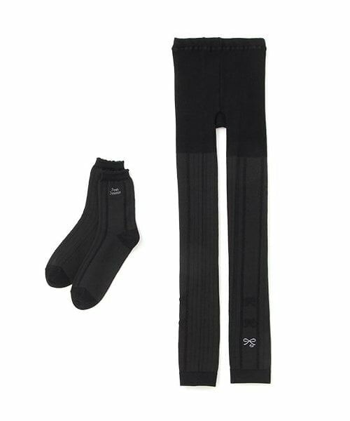 pom ponette junior / ポンポネット ジュニア ソックス | レギンスクルーソックスセット（黒）