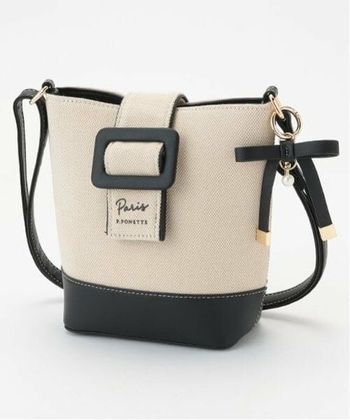 pom ponette junior / ポンポネット ジュニア ショルダーバッグ | キャンバスショルダー（黒）