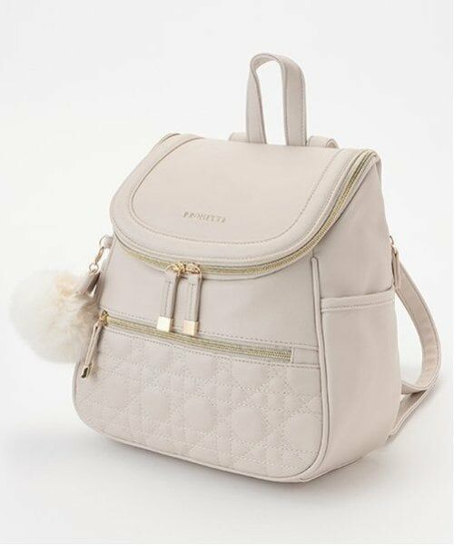 pom ponette junior / ポンポネット ジュニア リュック・バックパック | チャーム付きバケツ型リュック（ベージュ）