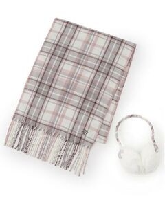 pom ponette junior / ポンポネット ジュニア マフラー・ショール・スヌード・ストール | チェックマフラー・イヤマフセット