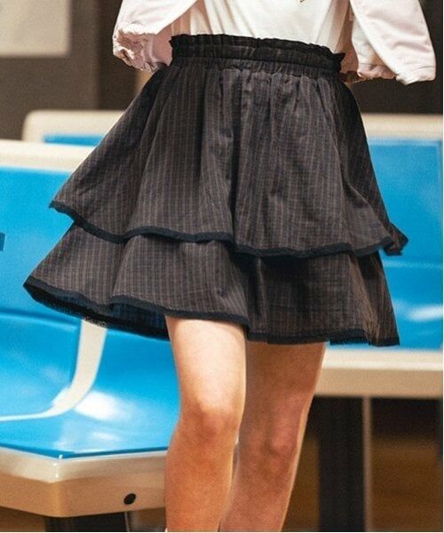 pom ponette junior / ポンポネット ジュニア ショート・ハーフ・半端丈パンツ | ティアードフリルスカパン（茶）