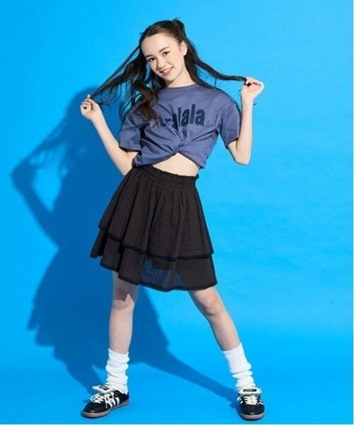 pom ponette junior / ポンポネット ジュニア ショート・ハーフ・半端丈パンツ | ティアードフリルスカパン（黒）