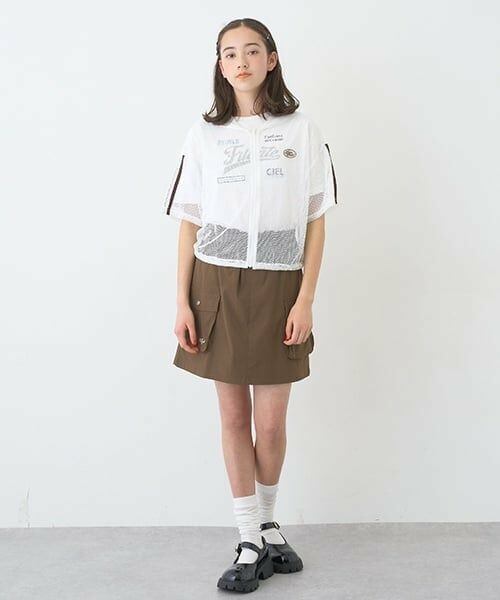 pom ponette junior / ポンポネット ジュニア ショート・ハーフ・半端丈パンツ | イージーカーゴスカパン（茶）