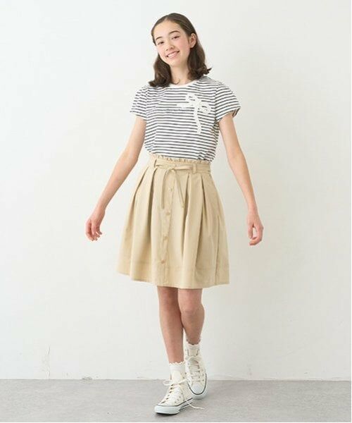 pom ponette junior / ポンポネット ジュニア ミニ・ひざ丈スカート | リボンタックスカート | 詳細1