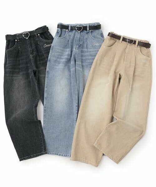 pom ponette junior / ポンポネット ジュニア その他パンツ | 【ニコ☆プチ掲載】ハートベルト付きウォッシュドデニムパンツ | 詳細28