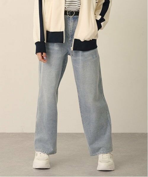 pom ponette junior / ポンポネット ジュニア その他パンツ | 【ニコ☆プチ掲載】ハートベルト付きウォッシュドデニムパンツ（ライト ブルー）