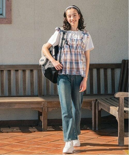 pom ponette junior / ポンポネット ジュニア その他パンツ | 【のびのび】カットデニムフレアパンツ | 詳細1