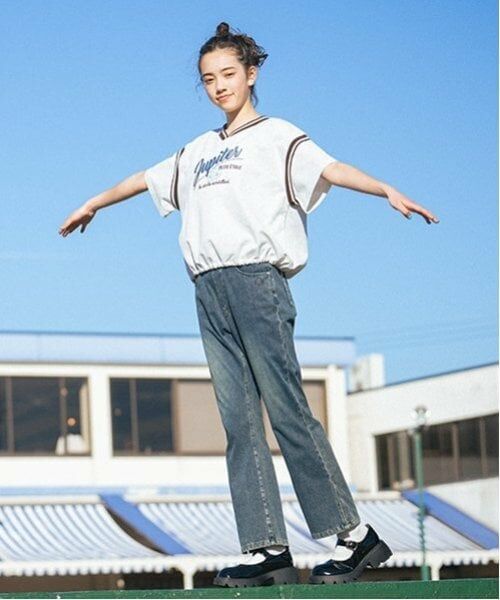 pom ponette junior / ポンポネット ジュニア その他パンツ | 【のびのび】カットデニムフレアパンツ | 詳細3