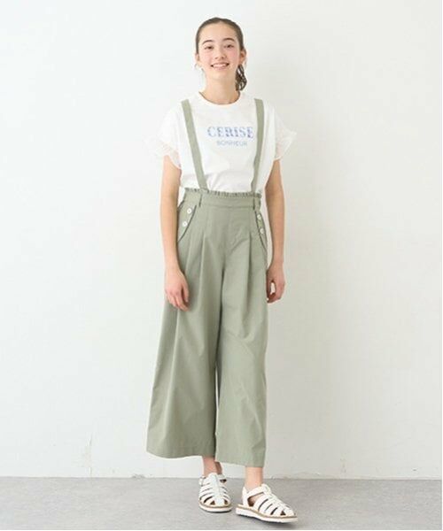 pom ponette junior / ポンポネット ジュニア その他パンツ | サス付きワイドパンツ（カーキ）