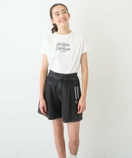 pom ponette junior / ポンポネット ジュニア ショート・ハーフ・半端丈パンツ | 【のびのび】カットデニムカーゴショートパンツ | 詳細1