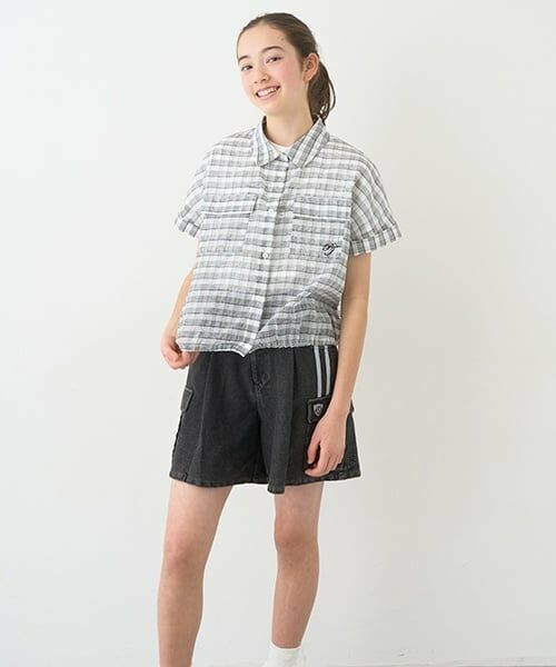 pom ponette junior / ポンポネット ジュニア ショート・ハーフ・半端丈パンツ | 【のびのび】カットデニムカーゴショートパンツ | 詳細2