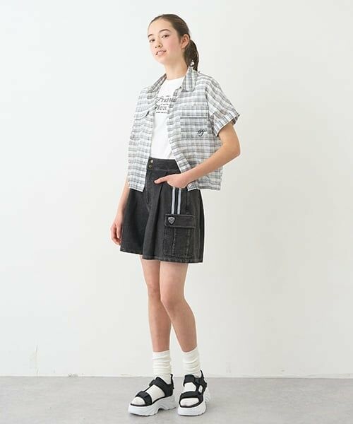 pom ponette junior / ポンポネット ジュニア ショート・ハーフ・半端丈パンツ | 【のびのび】カットデニムカーゴショートパンツ | 詳細4