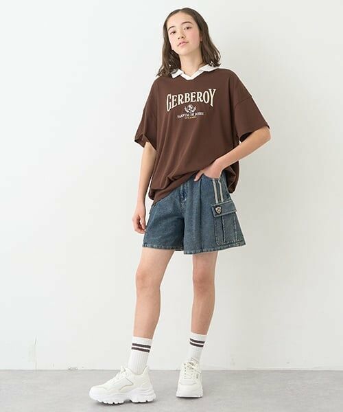 pom ponette junior / ポンポネット ジュニア ショート・ハーフ・半端丈パンツ | 【のびのび】カットデニムカーゴショートパンツ | 詳細7