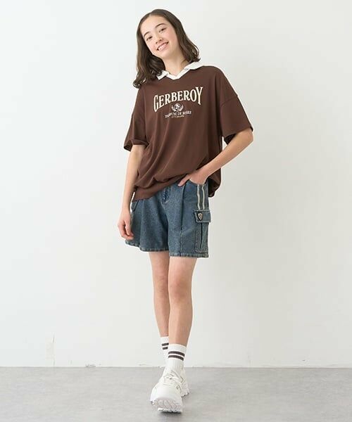 pom ponette junior / ポンポネット ジュニア ショート・ハーフ・半端丈パンツ | 【のびのび】カットデニムカーゴショートパンツ | 詳細8