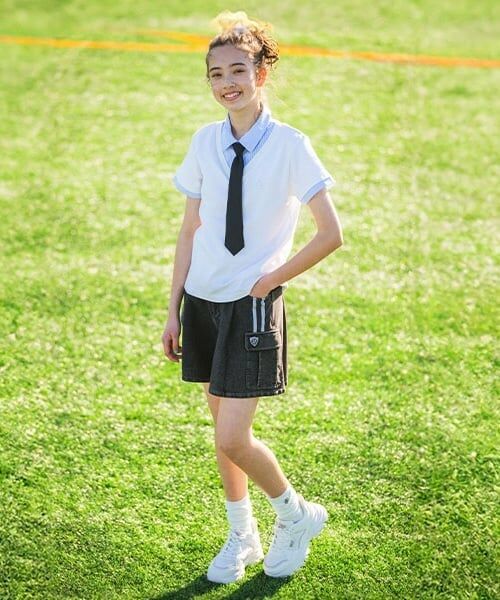 pom ponette junior / ポンポネット ジュニア ショート・ハーフ・半端丈パンツ | 【のびのび】カットデニムカーゴショートパンツ（黒）