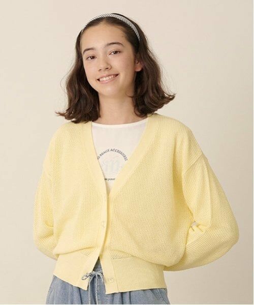 pom ponette junior / ポンポネット ジュニア カーディガン・ボレロ | 【Cuugal掲載】メッシュニットカーディガンロンTセット（クリーム）